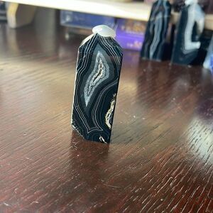Black Lace Agate Point Tower druzy banded banding quartz crystal
